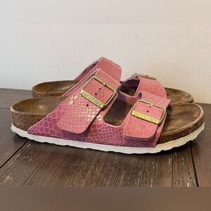 Birkenstock Arizona Shinny Python Sandals size 37 Women’s size 6